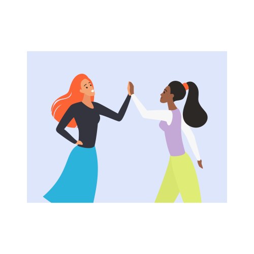 Two girls give high five gesture female vector image