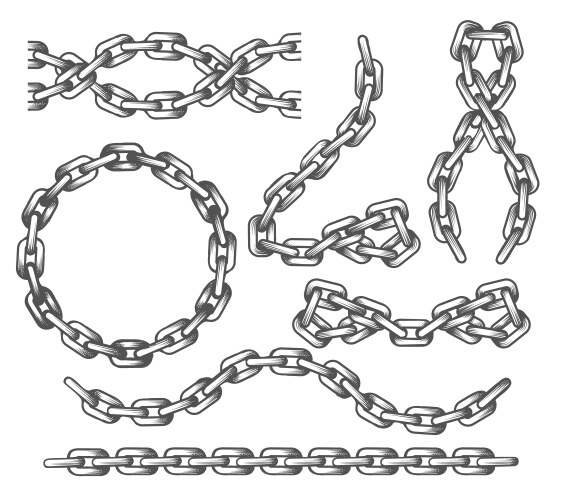 Anchor chains set in engraving style vector image