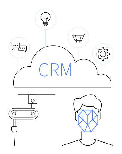 Cloud-based crm integration with ai automation vector image