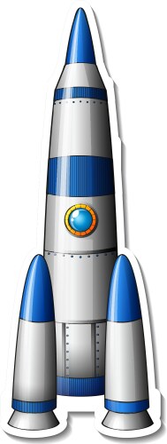 a sticker template with rocket space cartoon vector image