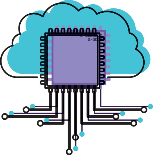 Cloud storage data and cpu microprocessor icon vector image