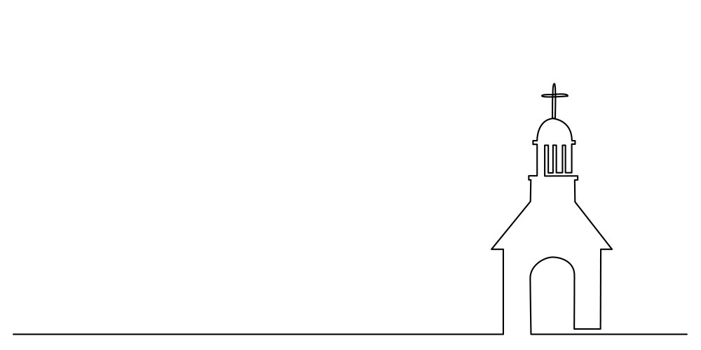 Continuous Line Church Drawing Vector Image