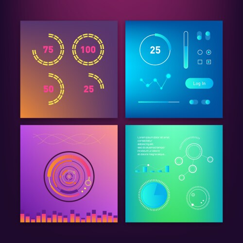 Dashboard ui and ux kit bar chart line graph vector image