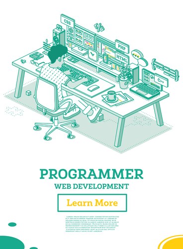 programmer frontend or backend developer sit vector