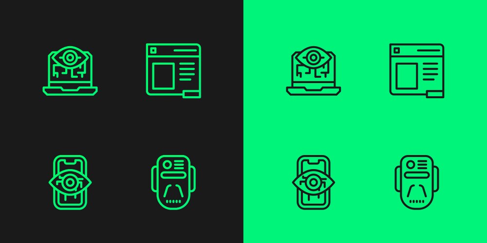 Set line artificial intelligence robot computer vector image