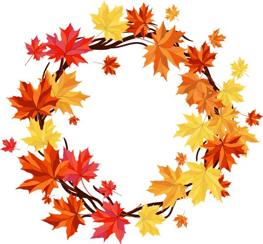 Autumn round background with maple leaves Vector Image