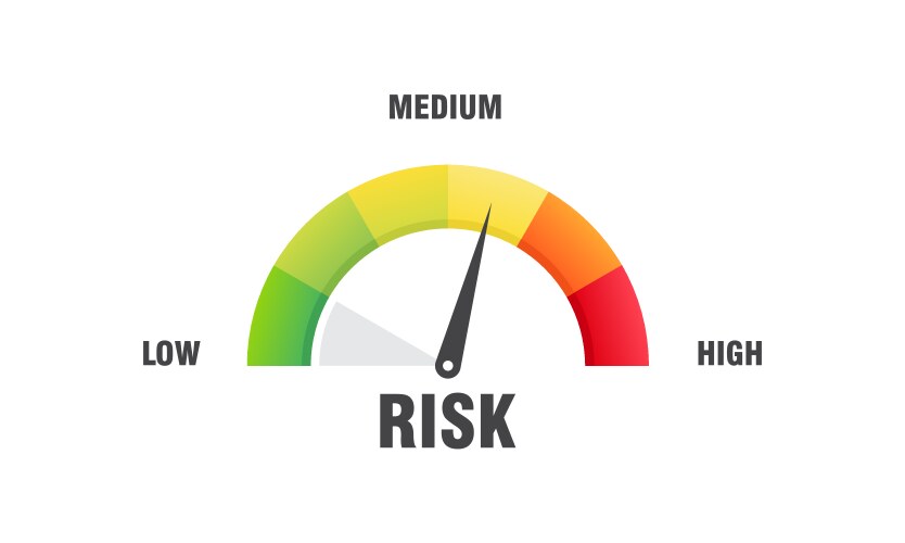 Speedometer with low medium high risk concept Vector Image