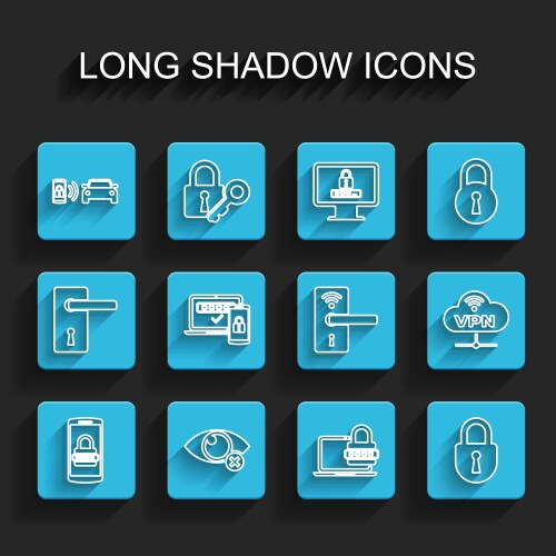 Set line mobile and password invisible hide vector image