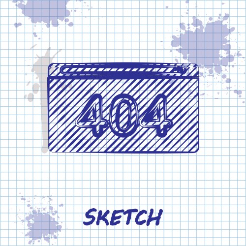 Sketch line page with a 404 error icon isolated vector image