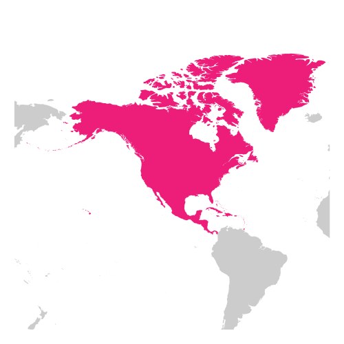 North america continent pink marked in grey Vector Image