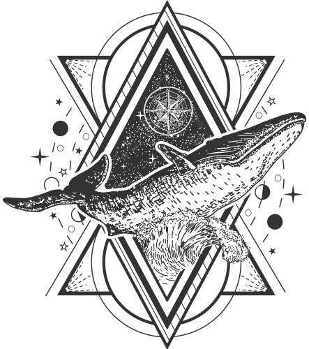 Oceanic Geometric Whale Art Vector Image