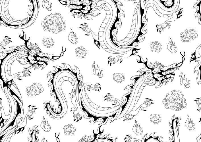 Seamless pattern with chinese dragons Royalty Free Vector