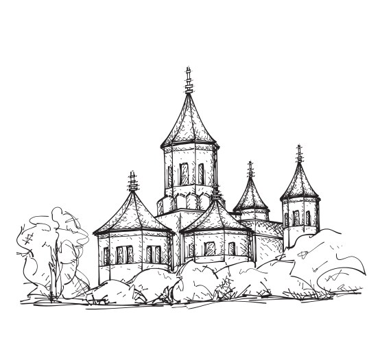 Hand-Drawn Church Sketch Vector Image