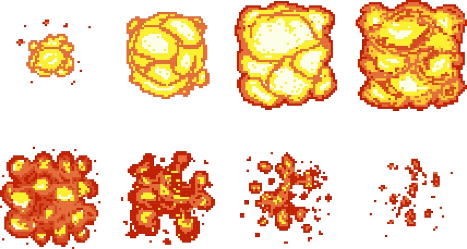 Fire flame pixel art animation sprite frames 8bit Vector Image