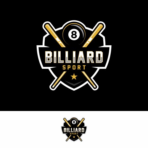 Billiard Badge Icon - 8 Ball Sports Vector Image