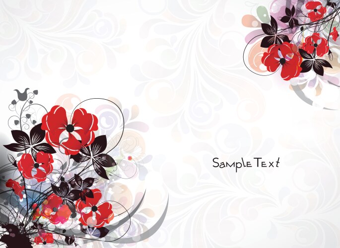 Background with hibiscus flowers in retro style Vector Image