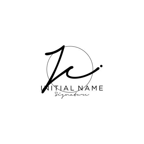 kc initial handwriting logo design vector