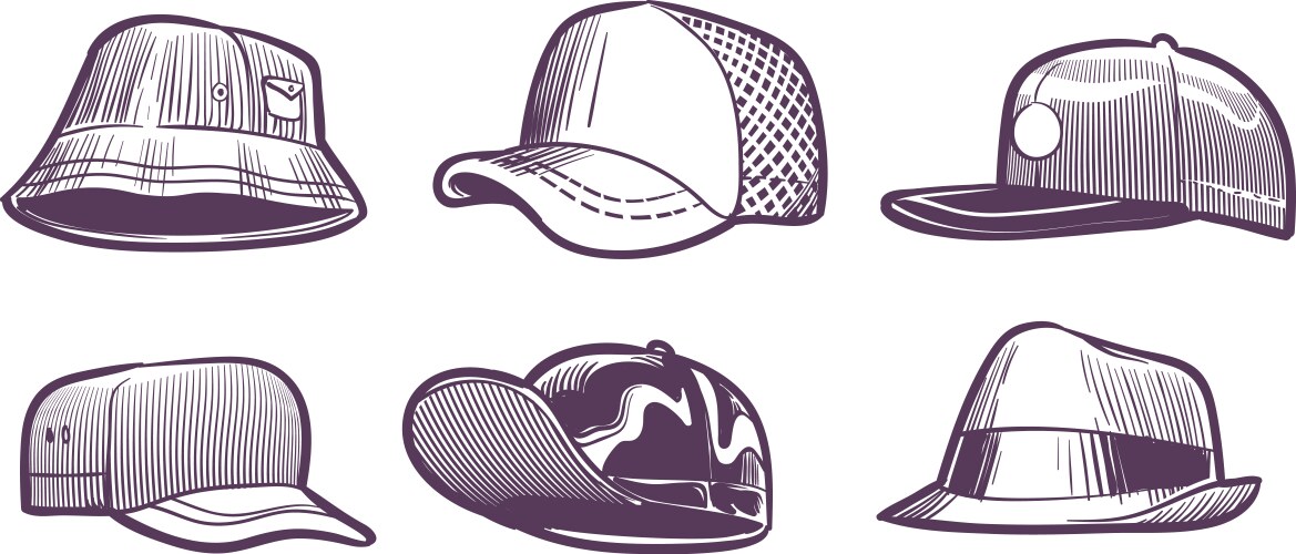 Fashion hats sketch headdress design for men Vector Image