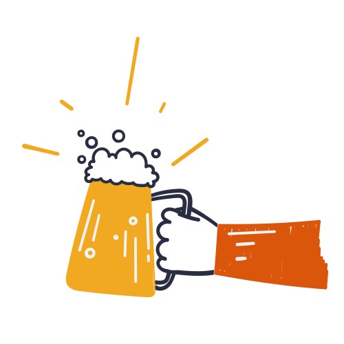 hand drawing doodle holding beer vector