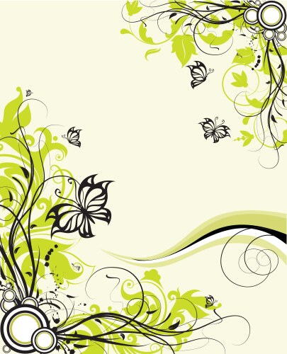 Floral abstract with butterflies vector image