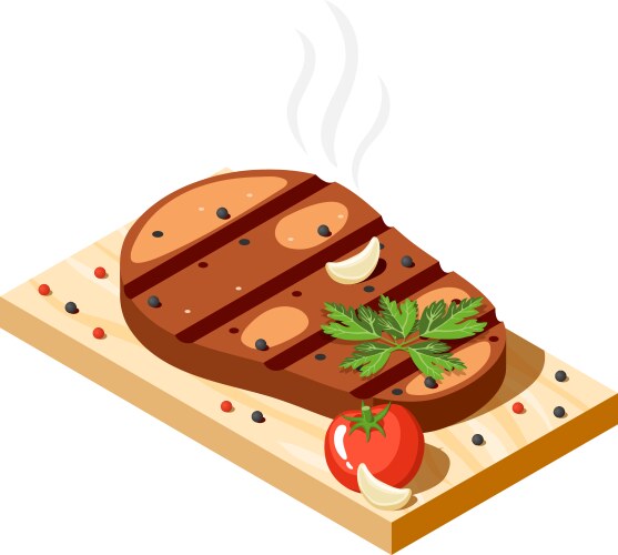 Beef steak icon isometric style Royalty Free Vector Image