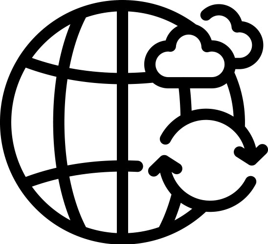 Global cloud computing synchronizing data around vector image