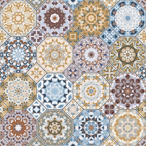 Set of octagonal and square patterns vector image