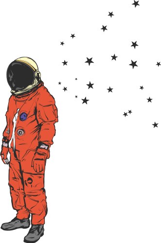 Astronaut full body realistic drawing Vector Image