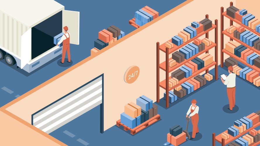 Warehouse Logistics Halftone Pattern Royalty Free Vector