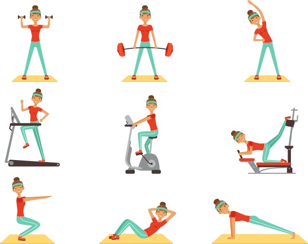 Woman Exercising in Gym Vector Image
