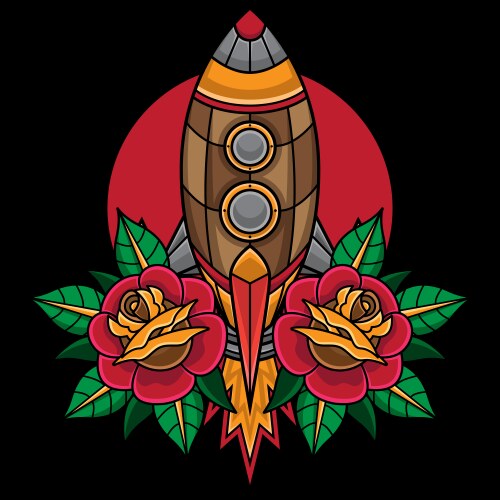 Space rocket old tattoo Vector Image