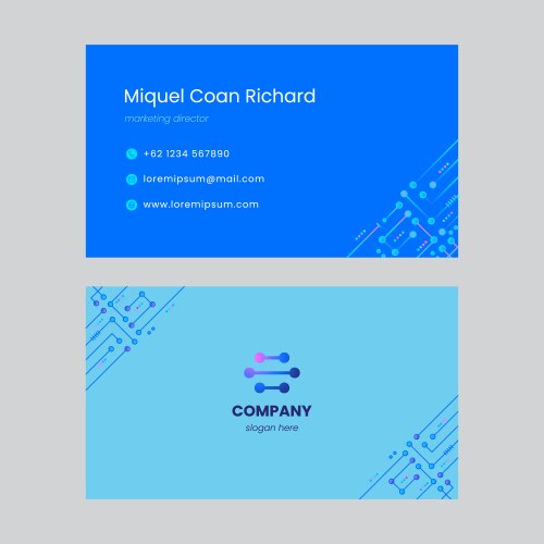 Technology corporate blue business card Vector Image