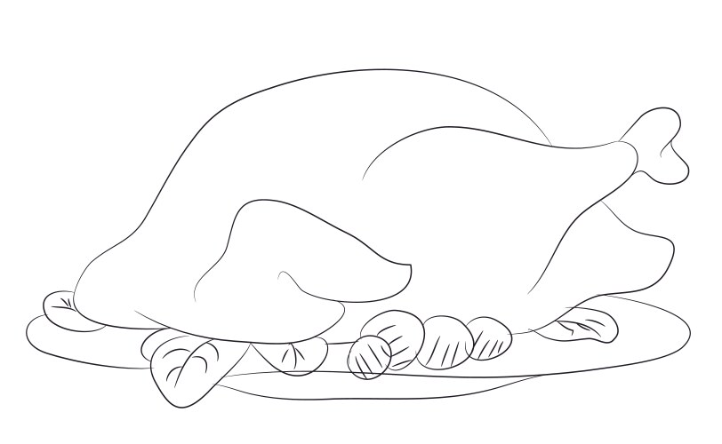 Thanksgiving turkey line drawing Vector Image