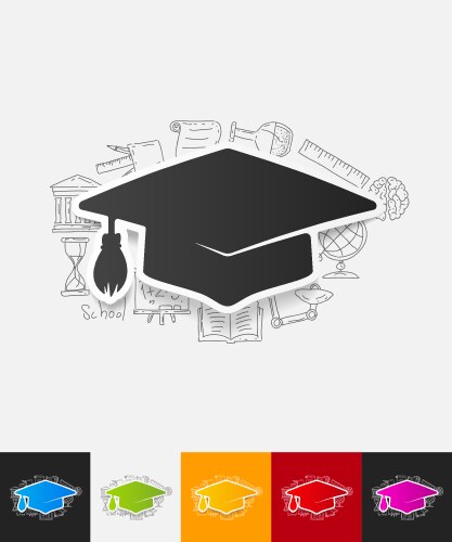 Graduation paper sticker with hand drawn elements Vector Image