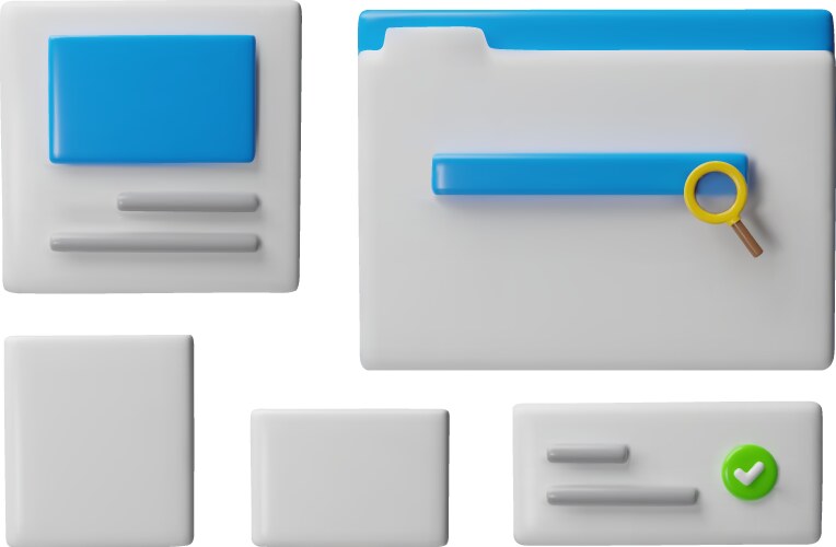 3d ui ux user software interface set vector image