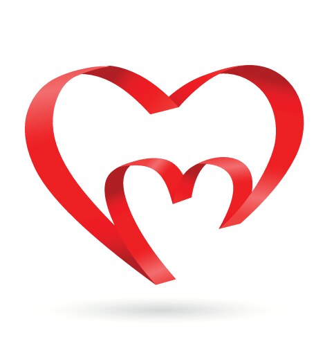 Valentines day red heart shaped ribbon Royalty Free Vector