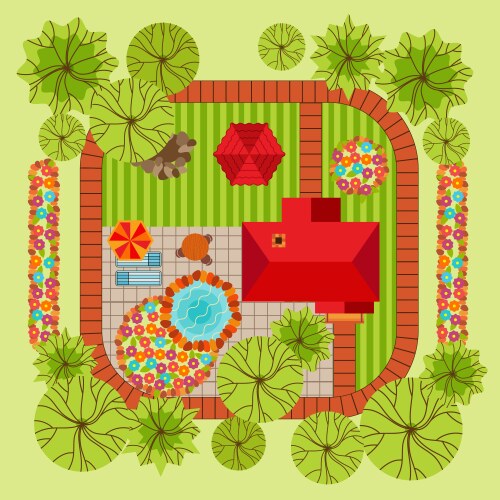 Flat style landscape design elements Royalty Free Vector