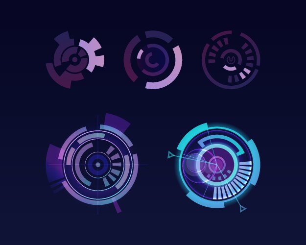 futuristic round objects hud interface display vector image