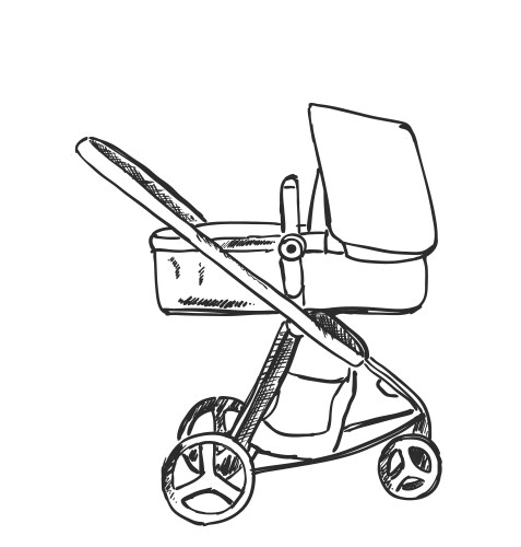 Hand Drawn Baby Carriage Sketch Vector Image