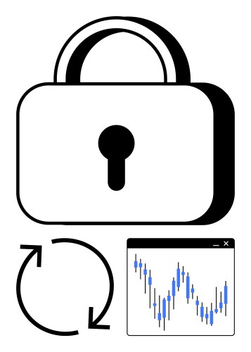 Lock and data analysis chart depicting security vector image