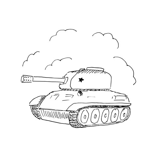 Army tank hand drawn isolated Vector Image