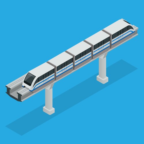 Monorail train sky isometric Royalty Free Vector Image