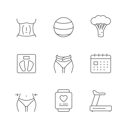 set line icons fitness vector image