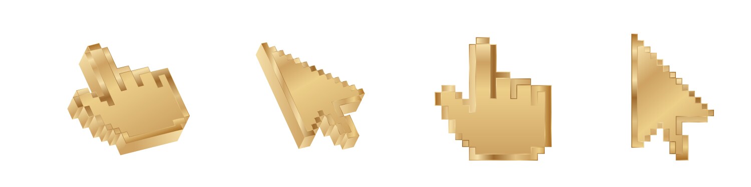 click cursor 3d gold icon computer mouse vector image