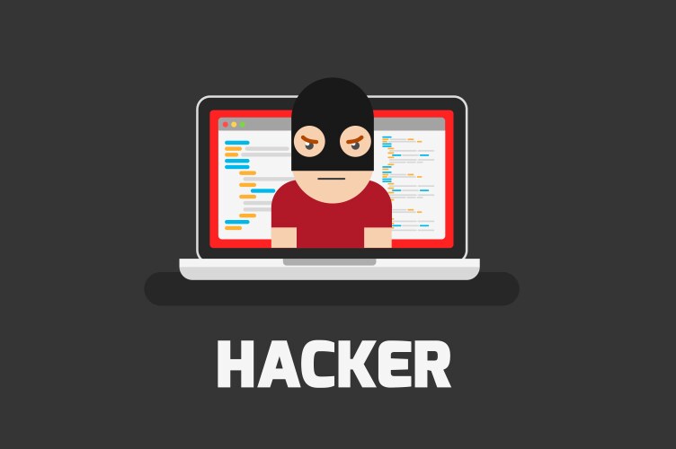 Hacker coding bug on laptop icon vector image