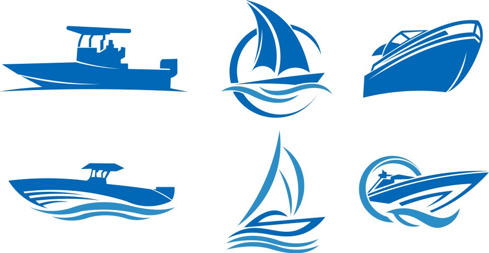 Sailing Boat Icons Vector Image