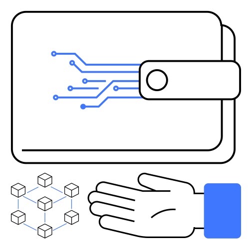 Digital wallet with circuitry blockchain network vector image