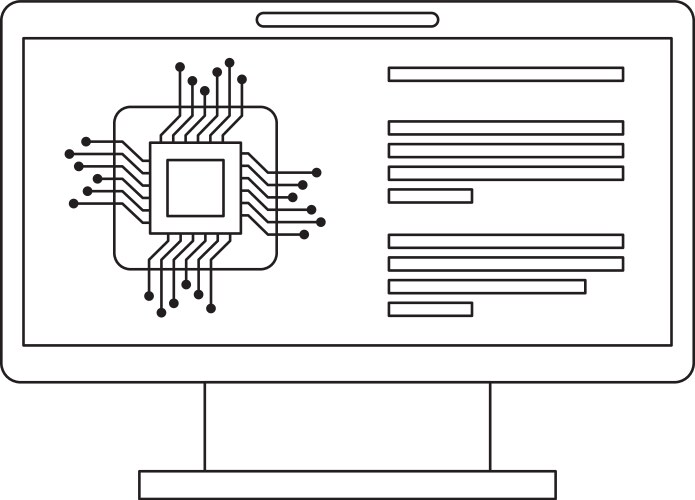 Monitor computer with processor circuit vector image