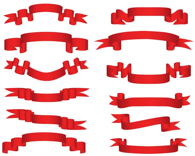 Red ribbons big set Royalty Free Vector Image - VectorStock