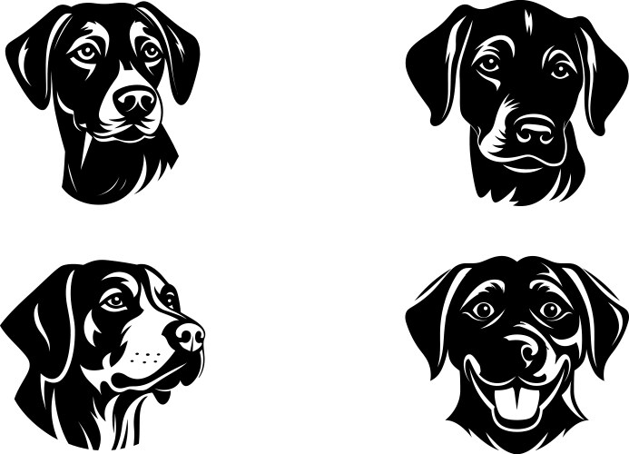 Set of dog head silhouette breeds pet icon Vector Image